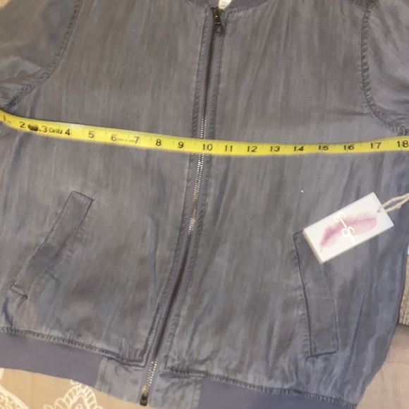 🩶NWT Jessica Simpson Embroidered Light Bomber Jacket in Light Grey - Picture 8 of 14